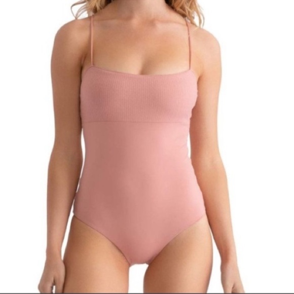 Anthropologie x Tavik Scarlett One Piece Ribbed Swimsuit in Desert Rose, size S - Picture 2 of 8